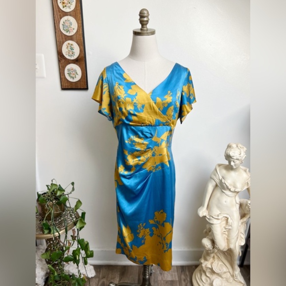 Linda Cunningham Silk Floral Sheath Dress